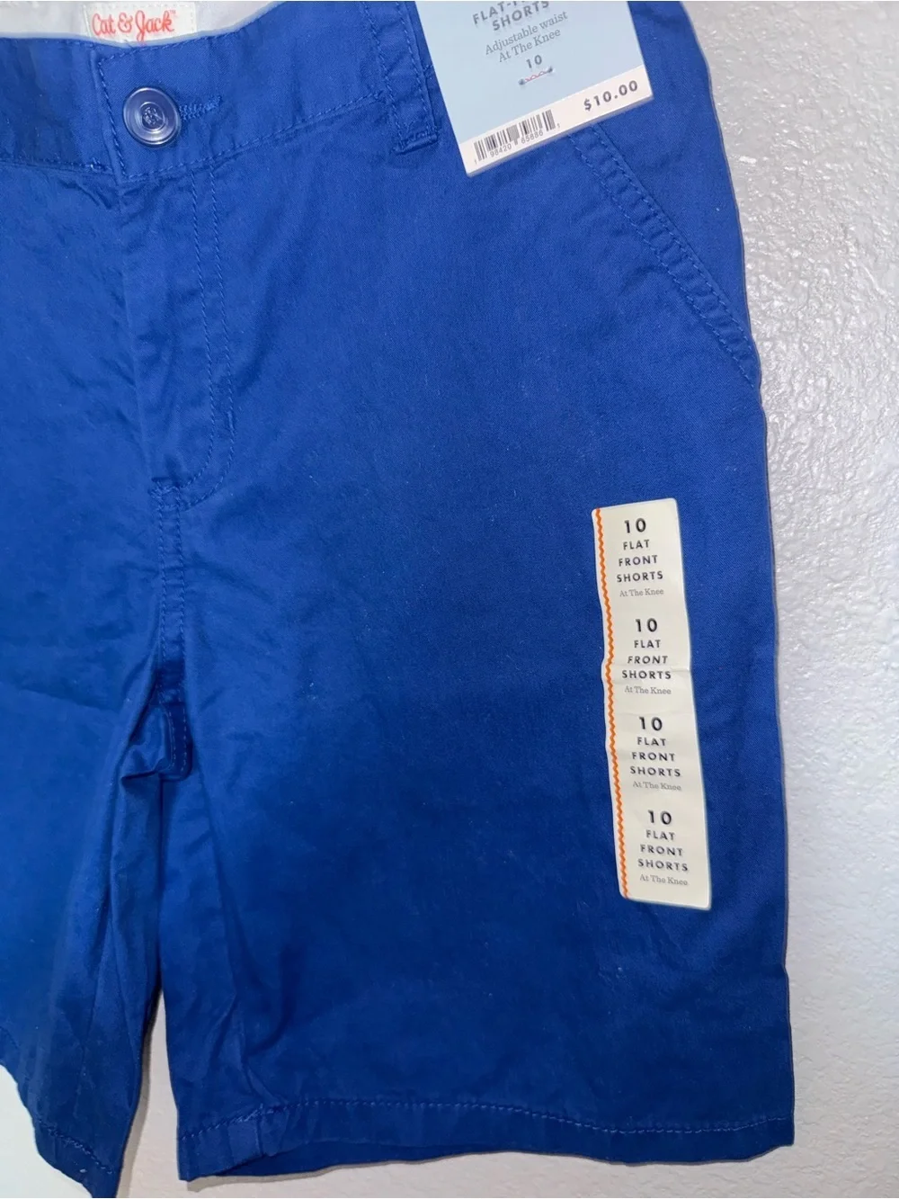 New Cat & Jack Boy’s Bright Blue Flat-Front Shorts Size 10